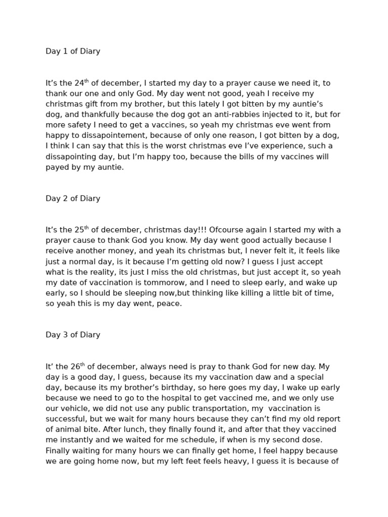 Personal Diary: December Reflections | PDF