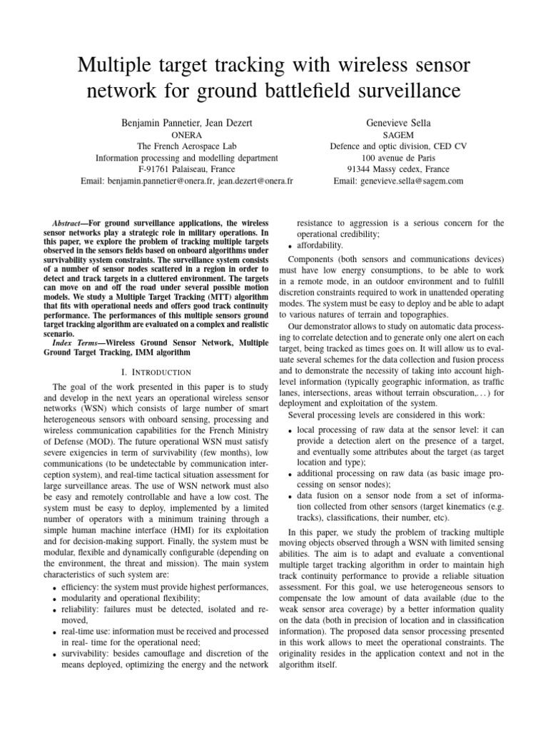 Wireless Sensor Networks for Target Tracking | PDF | Wireless Sensor ...