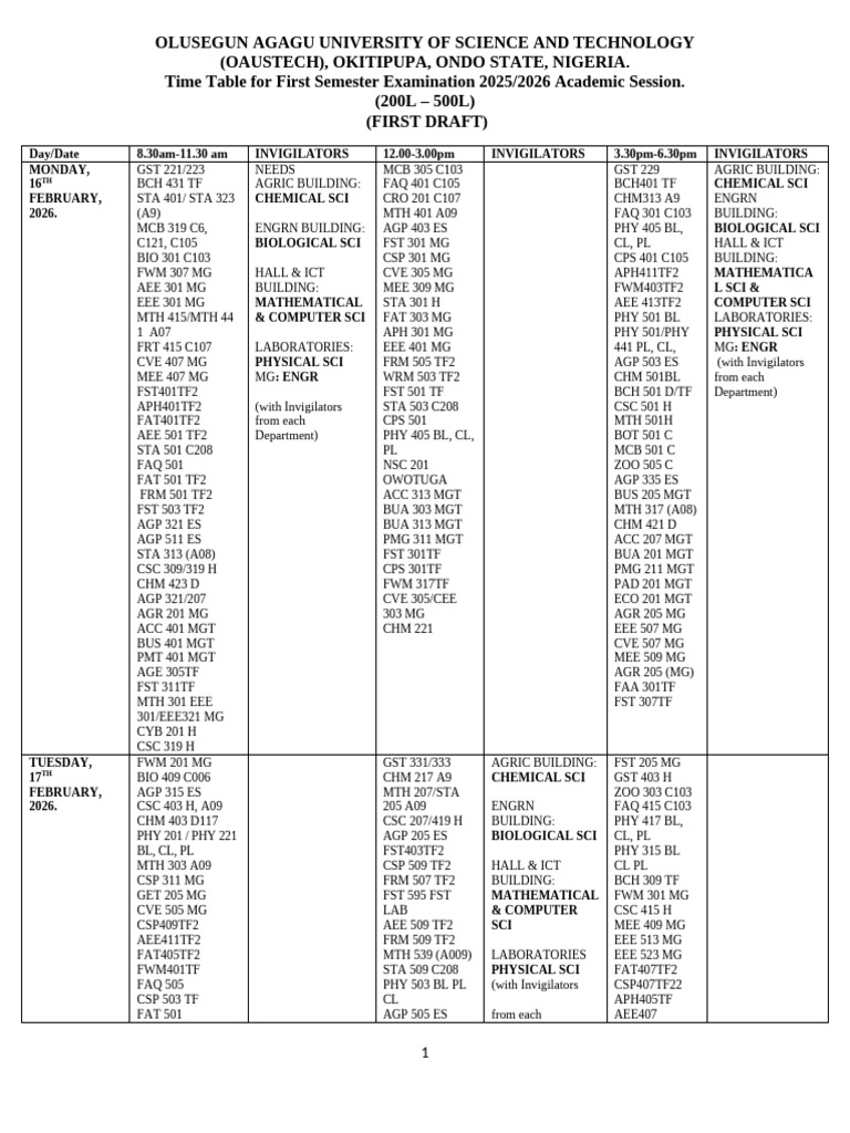 General 2025 - 2026 200-500 1ST Semester Exams | PDF