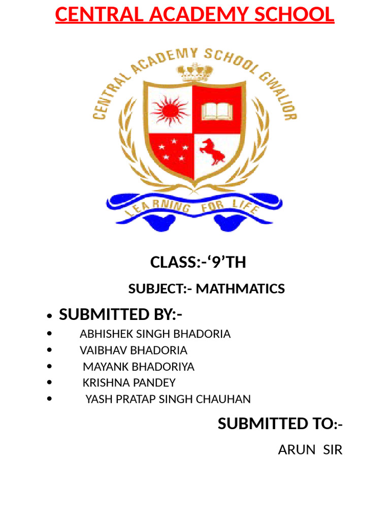Class 9 Mathematics Project Submission | PDF