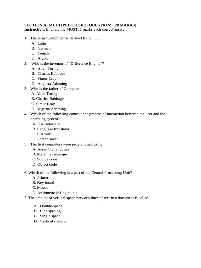 Cat1 Computer 1-1 | PDF | Information Technology | Central Processing Unit