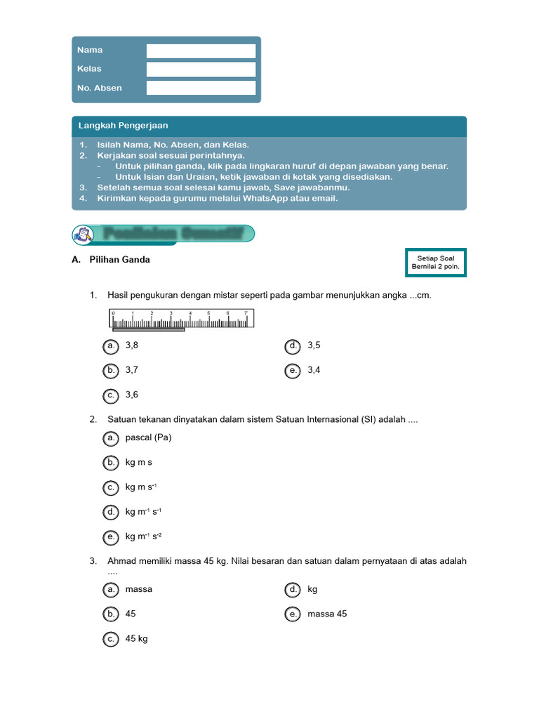 Penilaian Sumatif Sains: Soal Pilihan Ganda | PDF