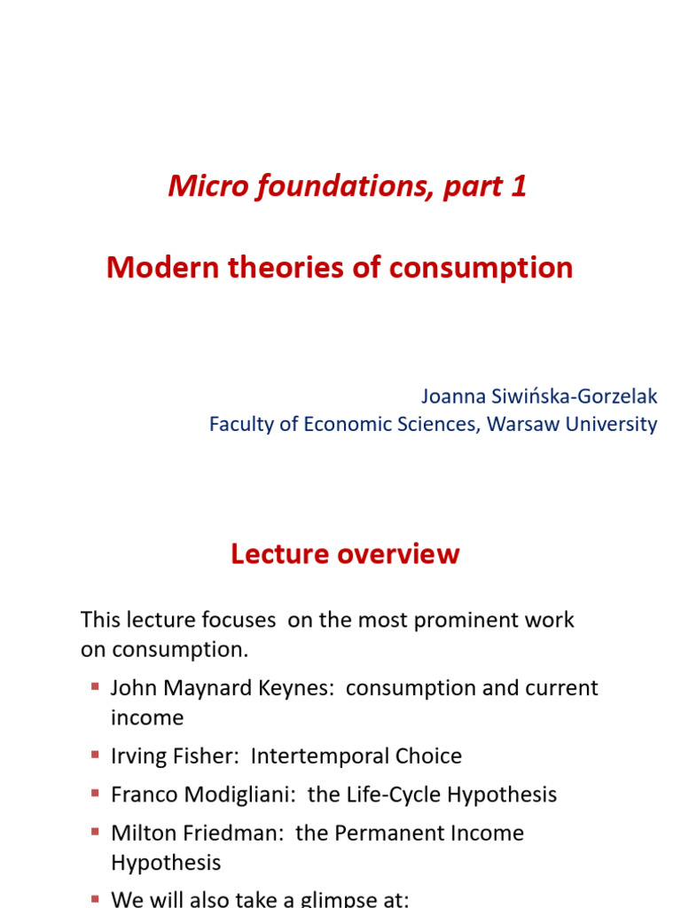 Modern Consumption Theories Overview | PDF | Consumption (Economics ...