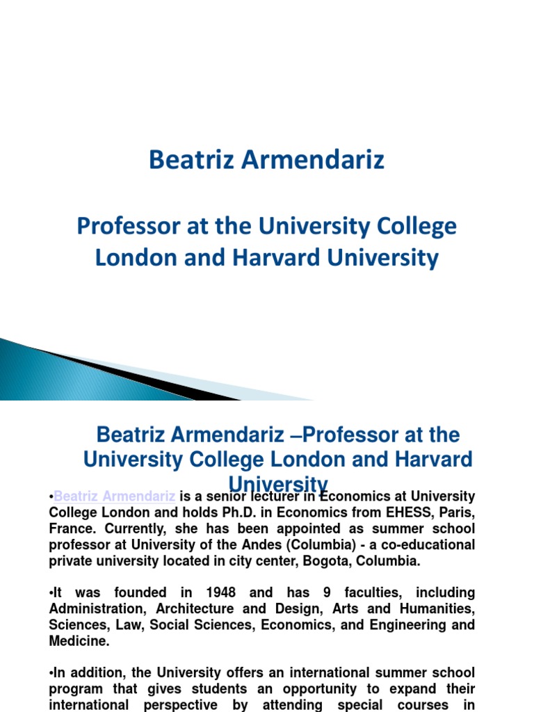Beatriz Armendariz - Professor at The University College London and ...
