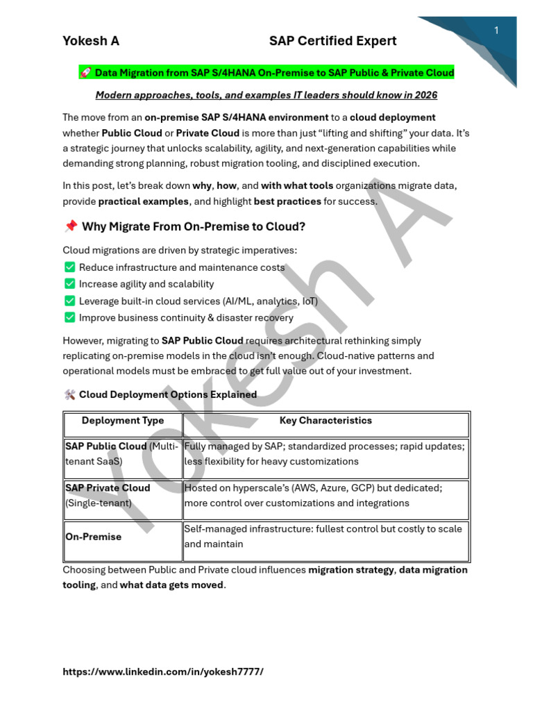 Data Migration From S4HANA To SAP Public & Private Cloud | PDF | Cloud ...