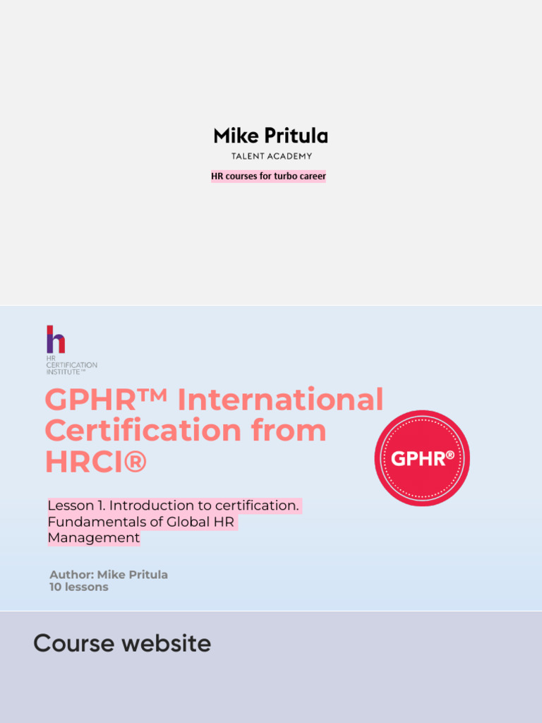 Global HR Certification Course Overview | PDF | Strategic Management ...