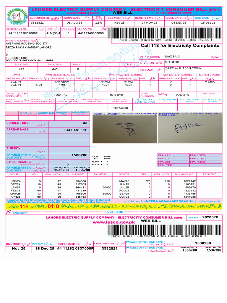 Web Bill Summary for Avernue Housing | PDF