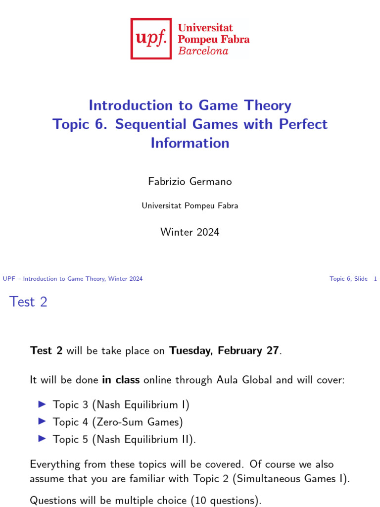 Sequential Games with Perfect Information | PDF | Game Theory ...