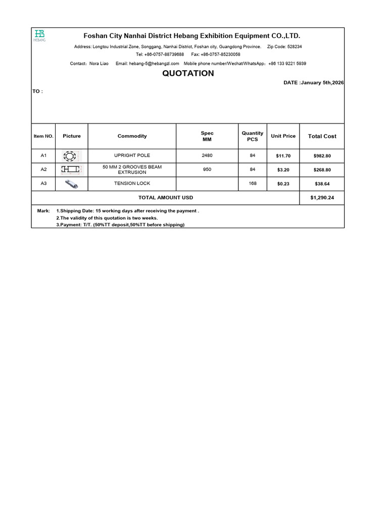 Foshan Exhibition Equipment Quotation | PDF