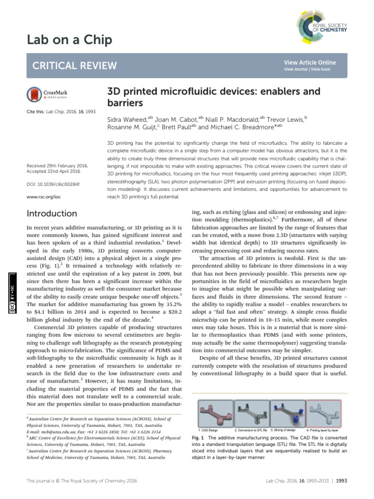 Waheed Et Al. - 2016 - 3D Printed Microfluidic Devices Enablers and ...