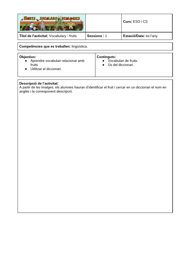 Anglès - Vocabulary - Fruits 2 | PDF
