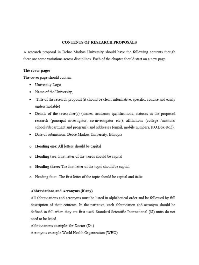 Contents of Research Proposals 2018-0 | PDF | Methodology | Validity ...