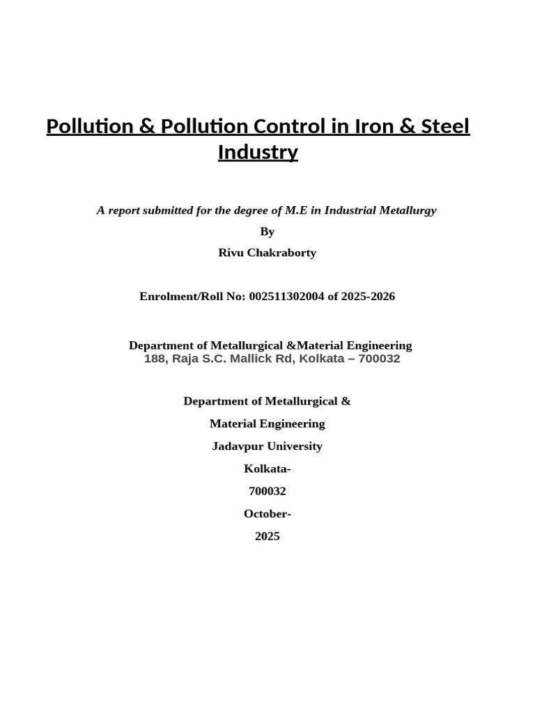 Pollution Report | PDF | Sewage Treatment | Particulates
