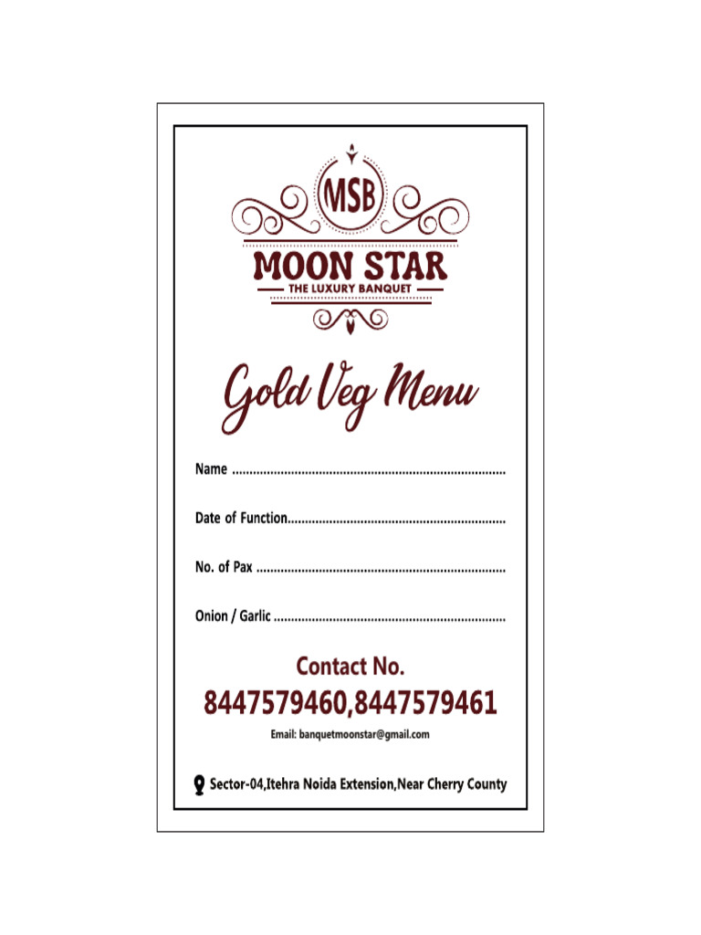 Moon Star Menu | PDF