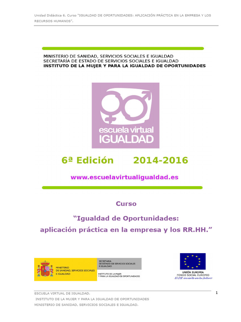 unidad_6_empresa_2014def | PDF | Igualdad de género | Estudios de género