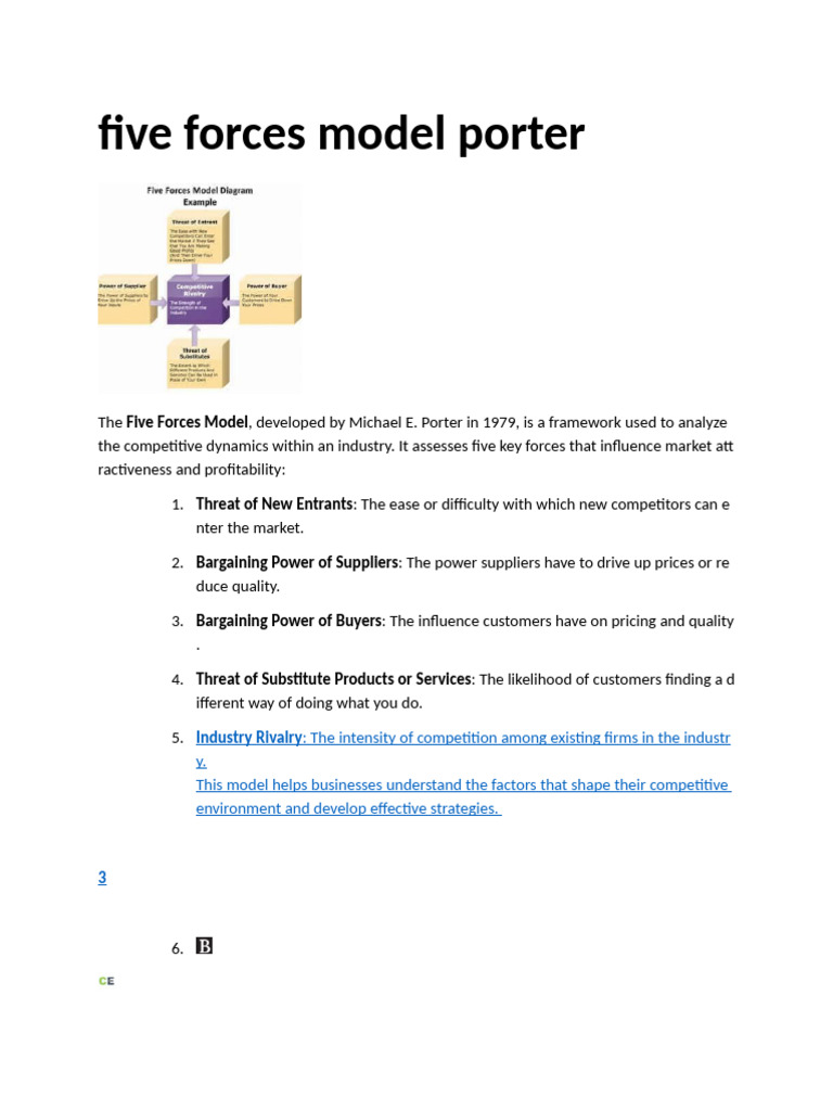 Five Forces Model Explained | PDF