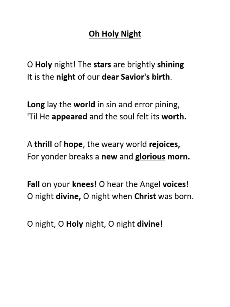 Oh Holy Night Lyrics | PDF