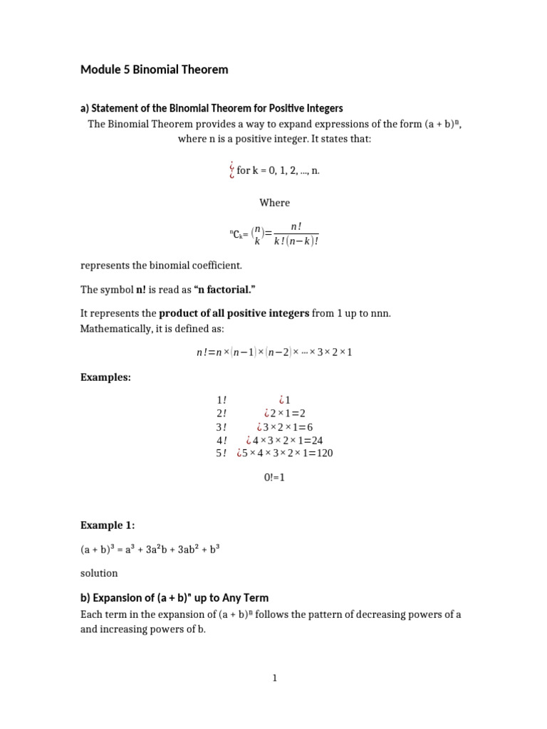 Understanding the Binomial Theorem | PDF | Complex Analysis | Abstract ...