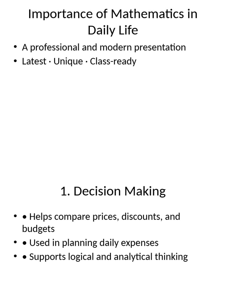 Role of Mathematics in Everyday Life | PDF