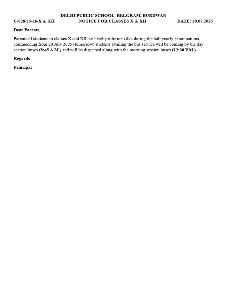 1753677895C028Notice for Classes X & XII 28 | PDF