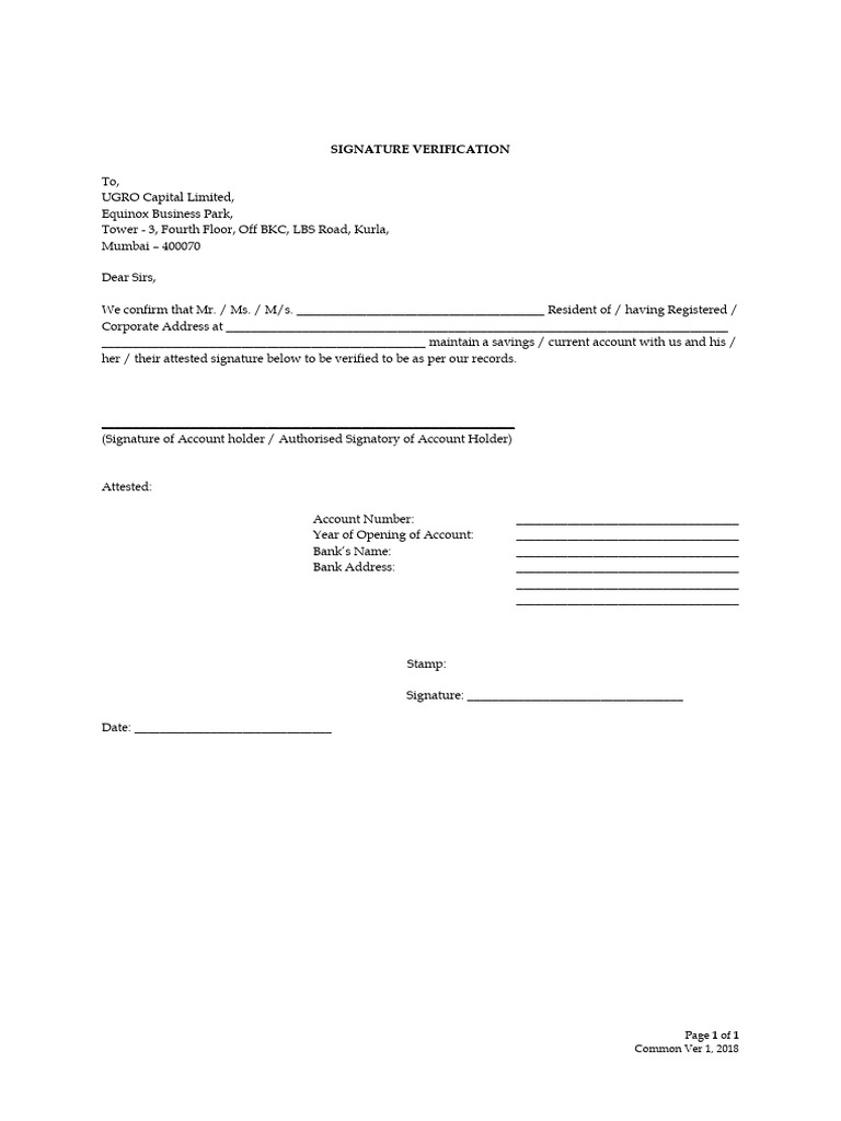 Signature Verification: of Common Ver 1, 2018 | PDF