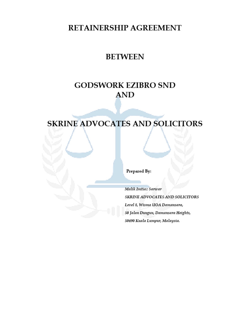 Retainership Agreement for Legal Services | PDF | Arbitration | Guarantee
