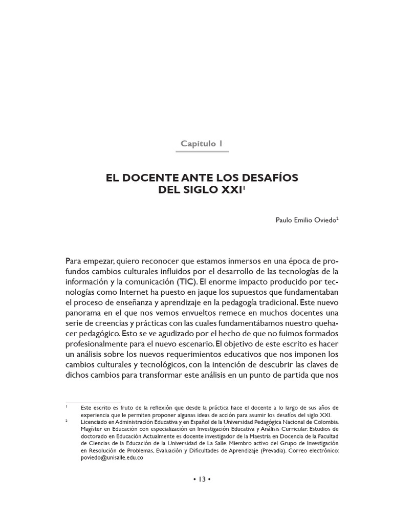 El docente ante los desafíos del siglo XXI | PDF | Aprendizaje | Enseñando