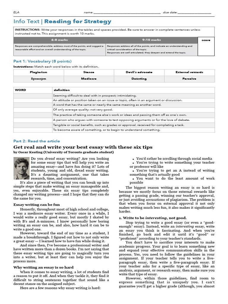 Six Tips for Enjoyable Essay Writing | PDF | Essays | Thought