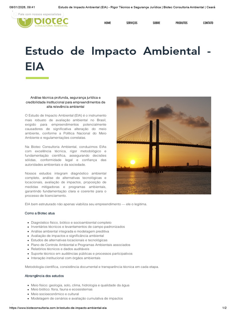 Estudo de Impacto Ambiental EIA: Biotec | PDF | Declaração de Impacto ...