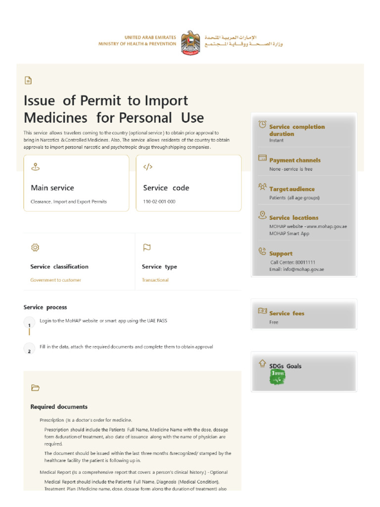 Issue of Permit to Import Medicines for Personal Use | PDF