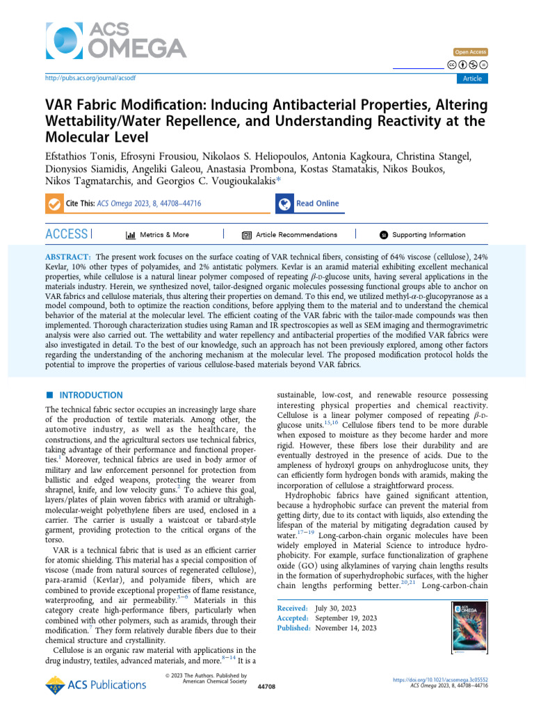VAR Fabric Modification for Antibacterial Properties | PDF | Polymers ...