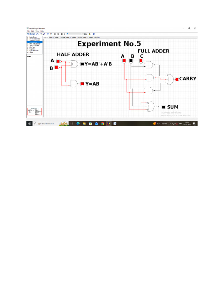 Exp 5 HAlf Adder and Full Adder | PDF
