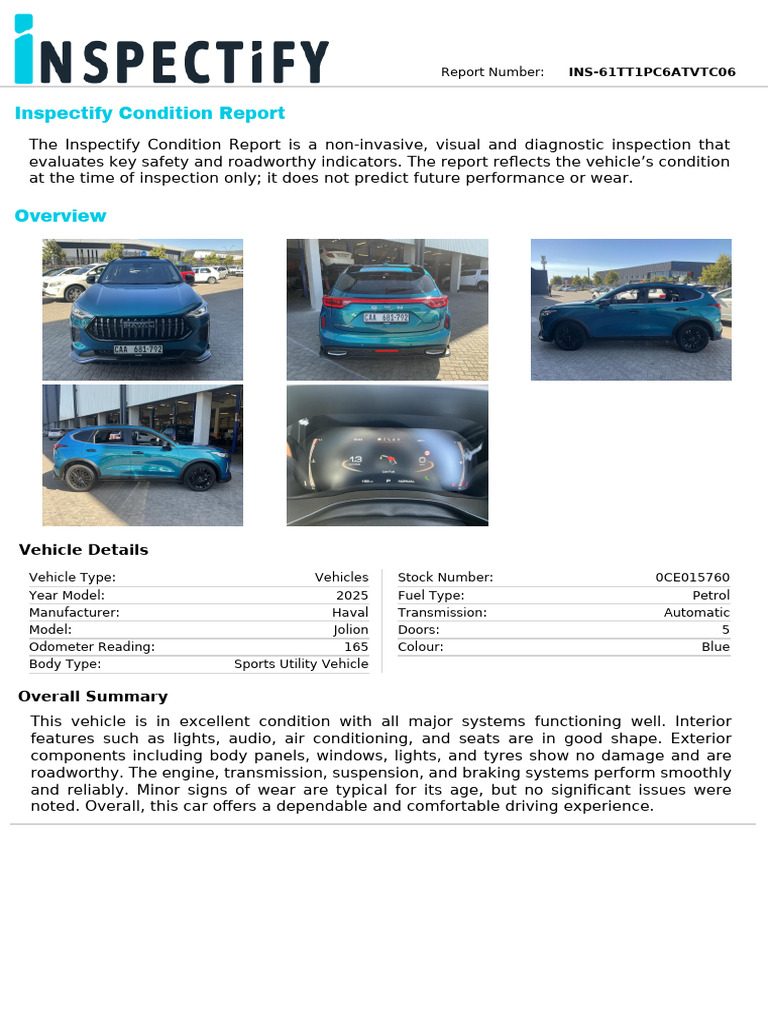 Condition Report - 0CE015760_InspectionReport1767878336169 | PDF | Tire ...
