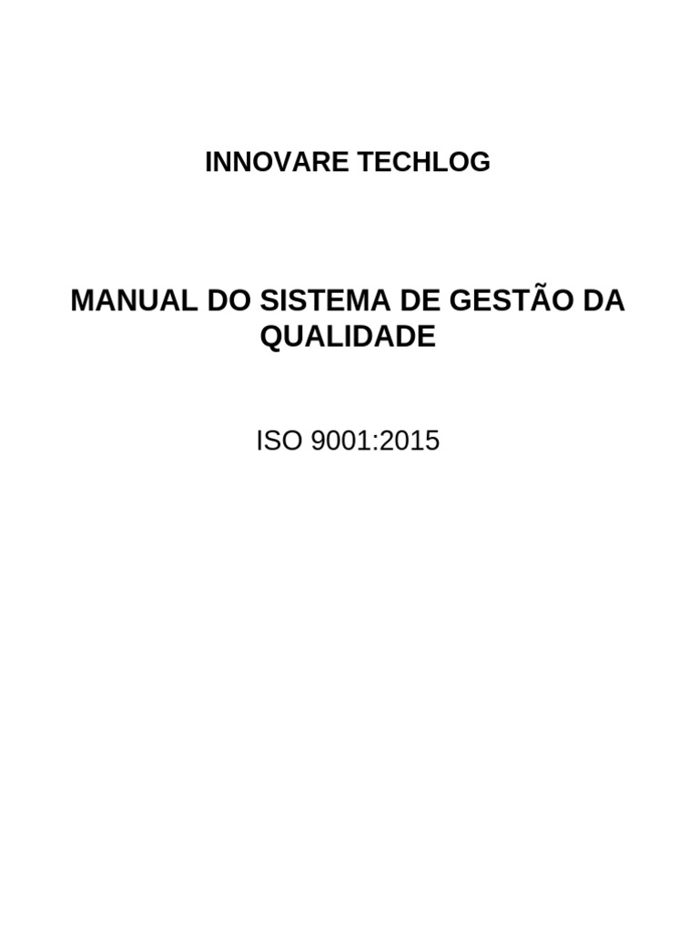Manual de Gestão da Qualidade ISO 9001 | PDF | Qualidade (negócios ...