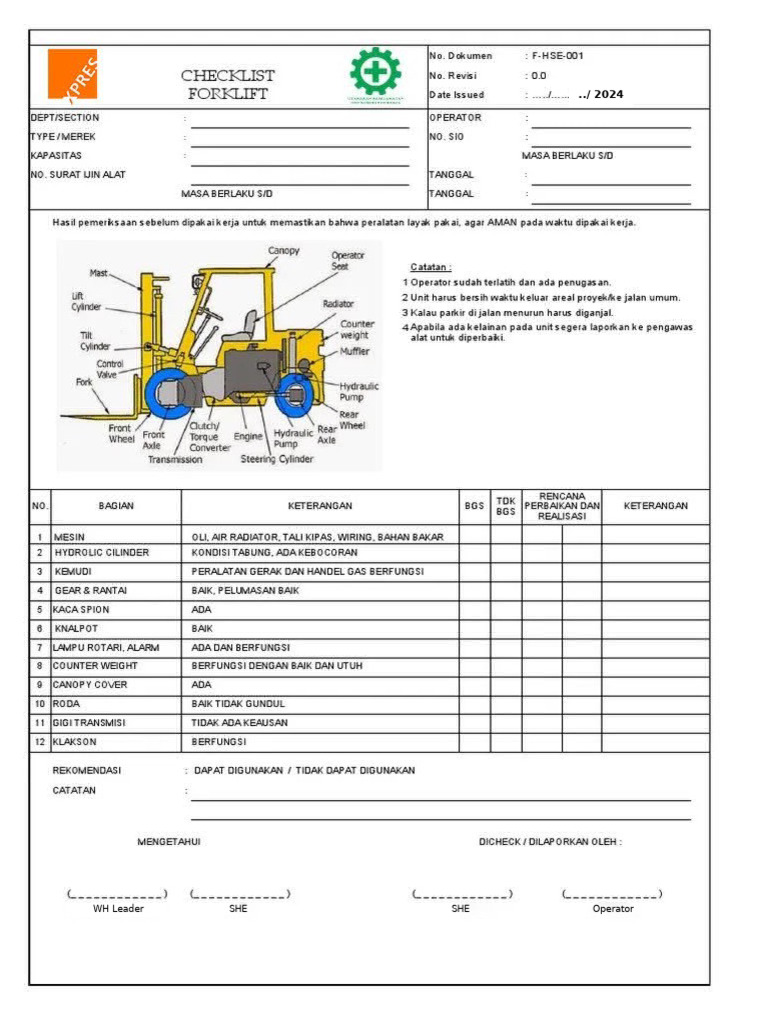 Checklist Forklift Xpres (1) | PDF