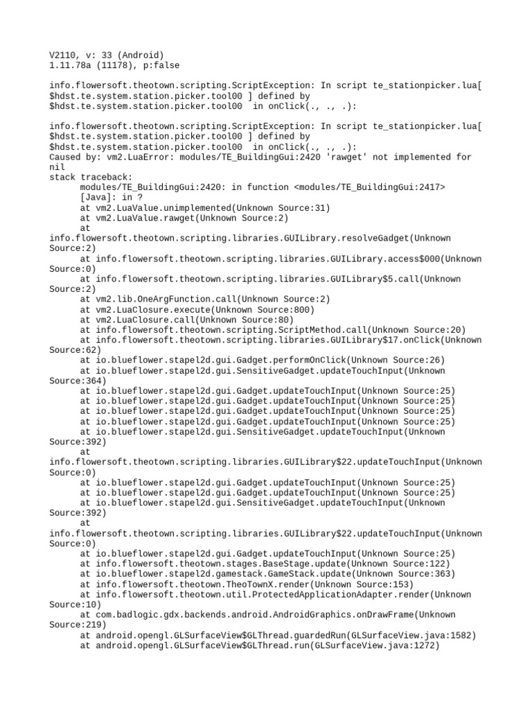 TheoTown Script Error Debugging Guide | PDF | Mobile Linux | Android ...