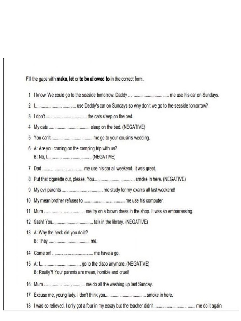 Make, Allow & Let Worksheet | PDF