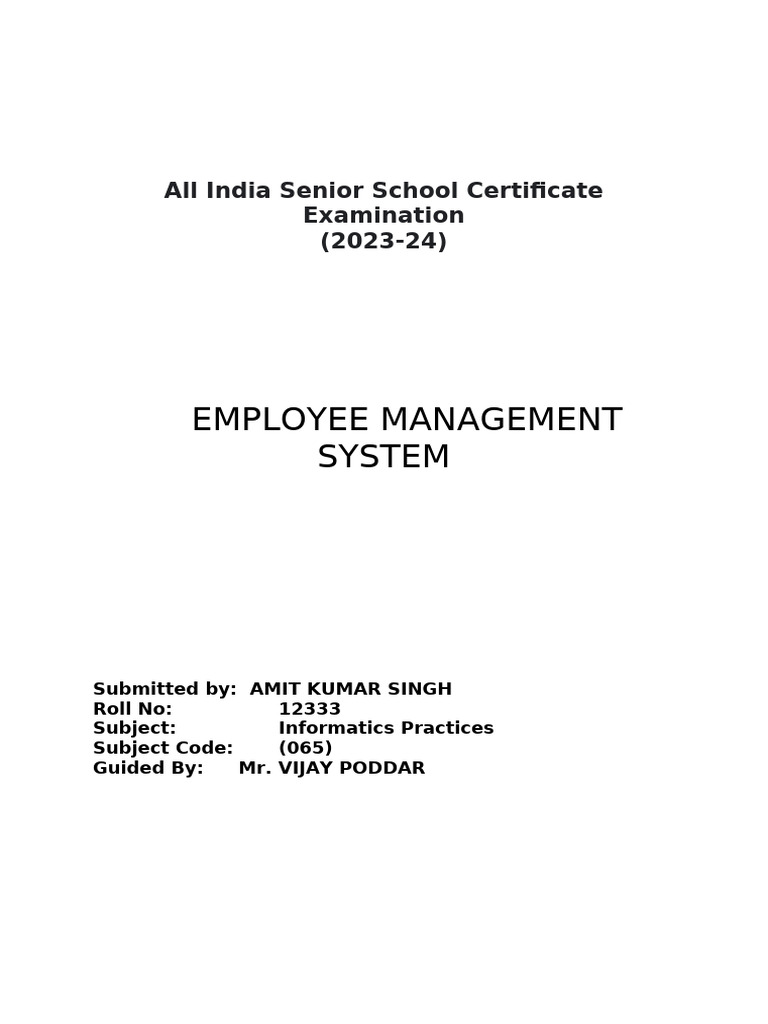 Employee Management System Project Report | PDF | Software Testing ...