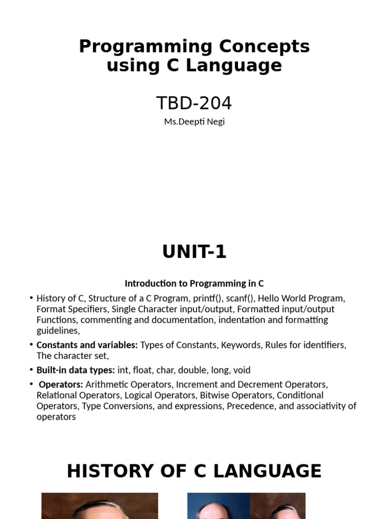 Programming Concepts Using C Language | PDF | C (Programming Language ...