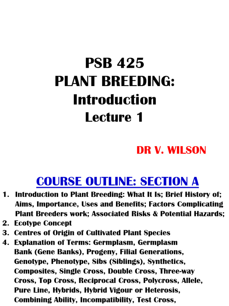 Introduction to Plant Breeding Concepts | PDF | Dominance (Genetics ...