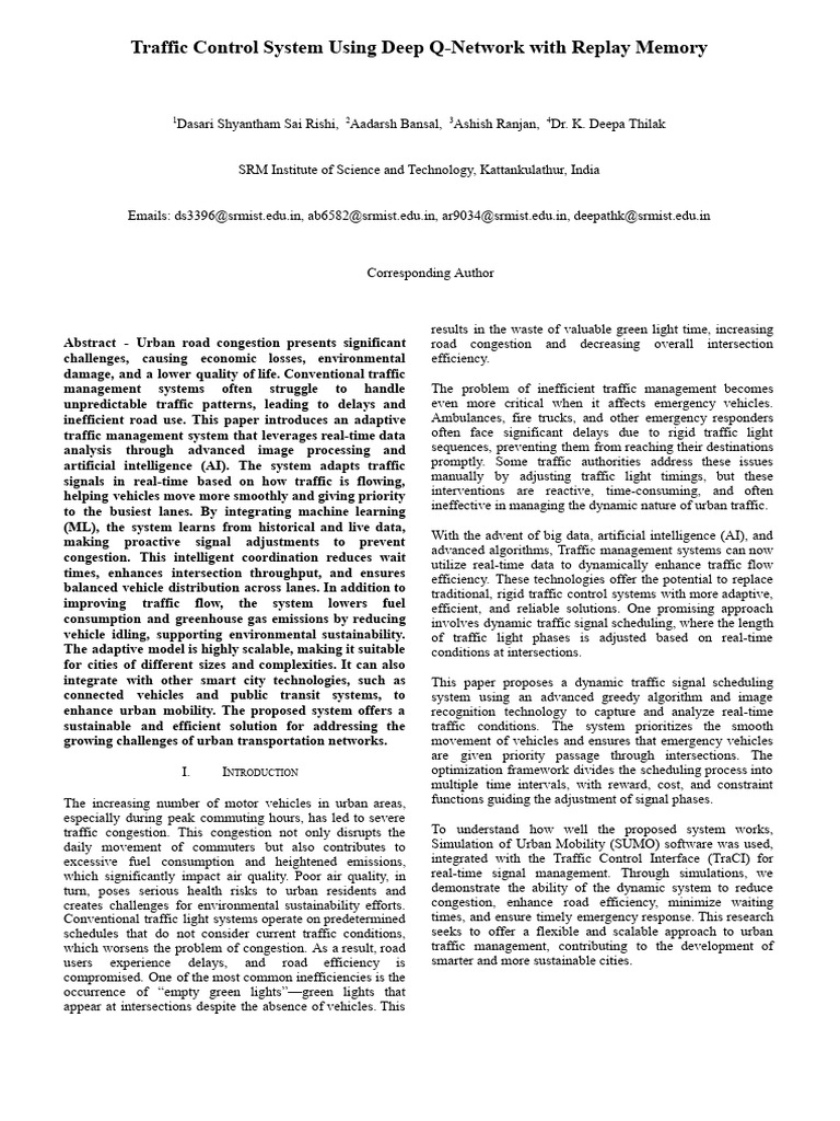 AI-Based Dynamic Traffic Control System | PDF | Traffic | Deep Learning