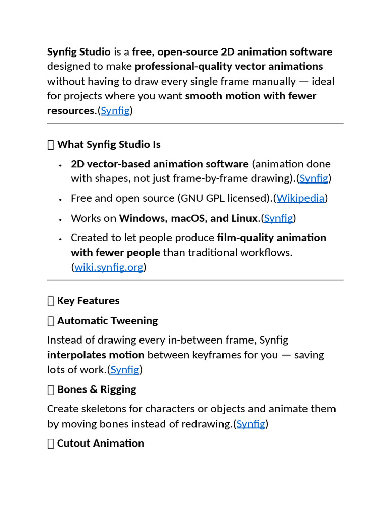 Free 2D Animation Software: Synfig Studio | PDF | Computer Animation ...