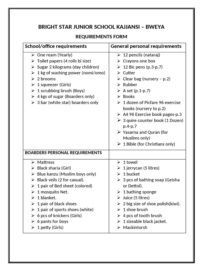 Requirements Form | PDF