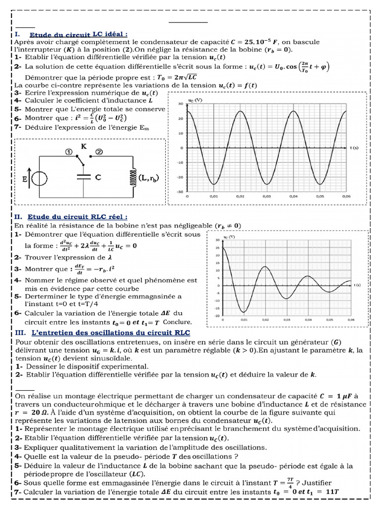 Oscillations dans un circuit RLC | PDF