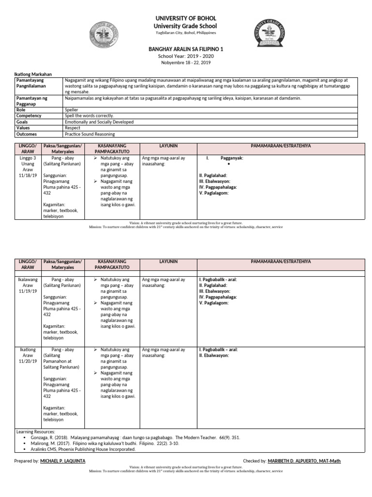 Filipino LP Template | PDF