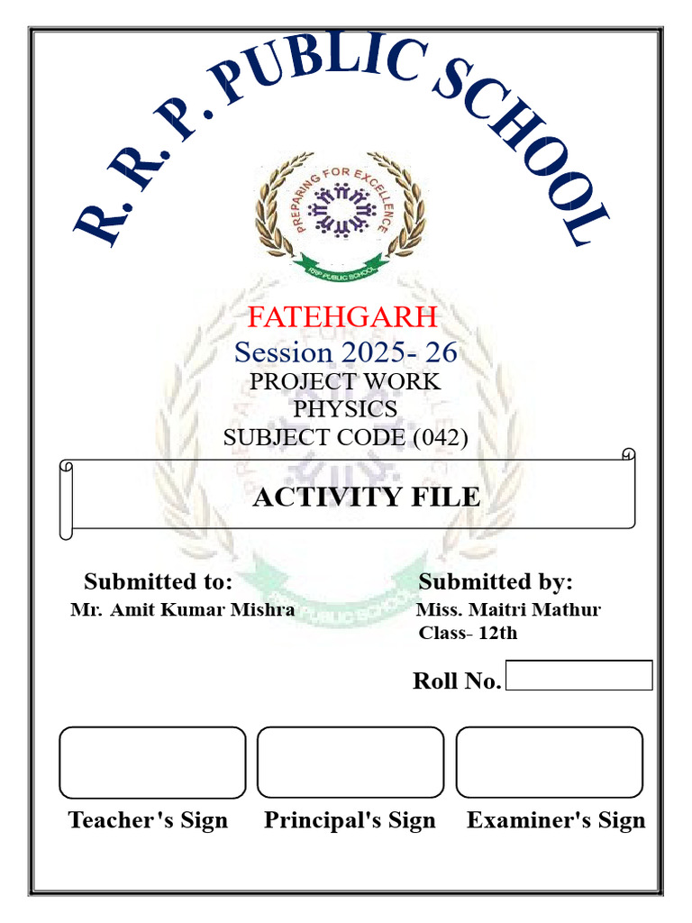Physics Project Activity File 2025-26 | PDF
