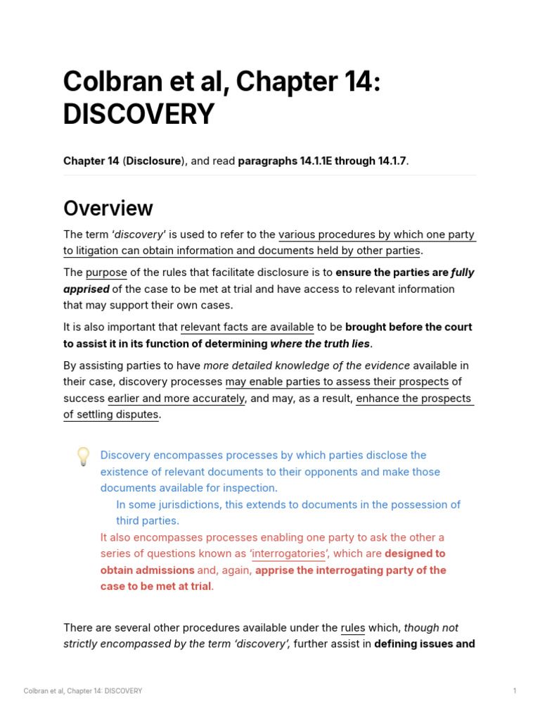 Understanding Legal Discovery Processes | PDF | Discovery (Law ...