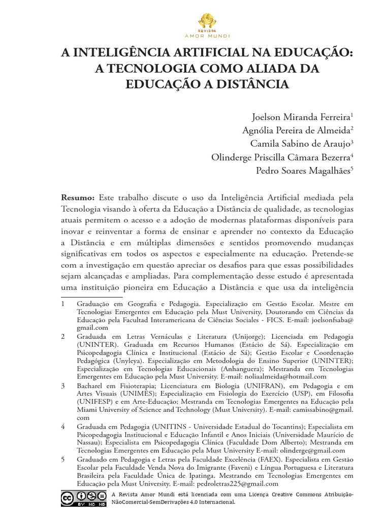IA na educação | PDF | Educação à distância | Inteligência artificial