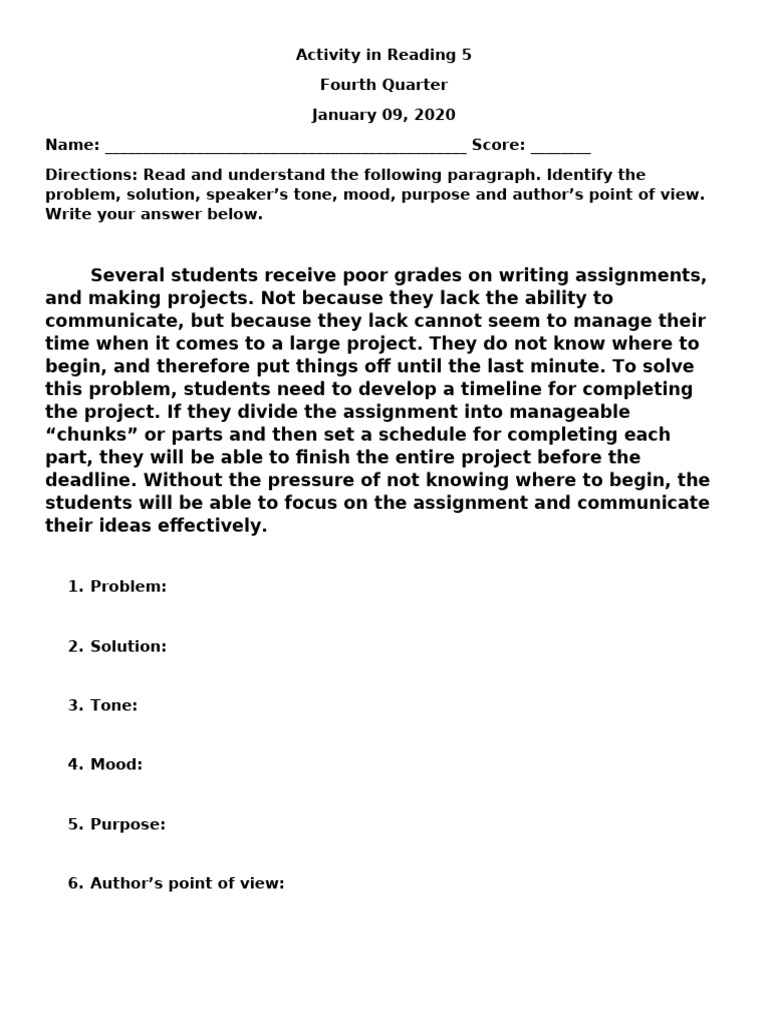 Activity in Reading 5 | PDF