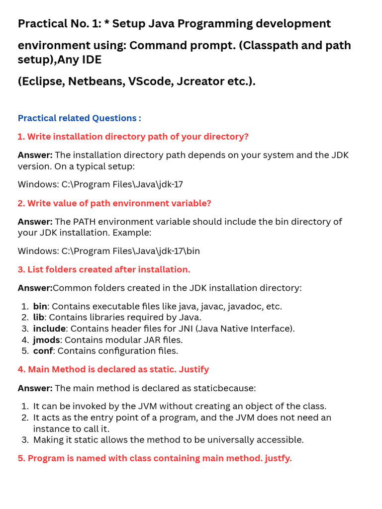 Java Development Environment Setup Guide | PDF | Constructor (Object ...